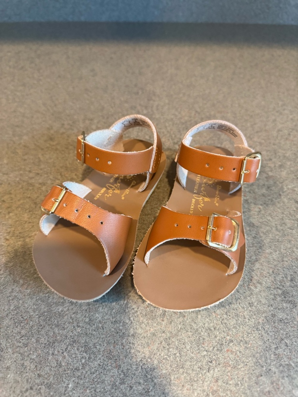 Salt Water Sun-San Surfer Classic Brown Toddler Leather Buckle Sandals